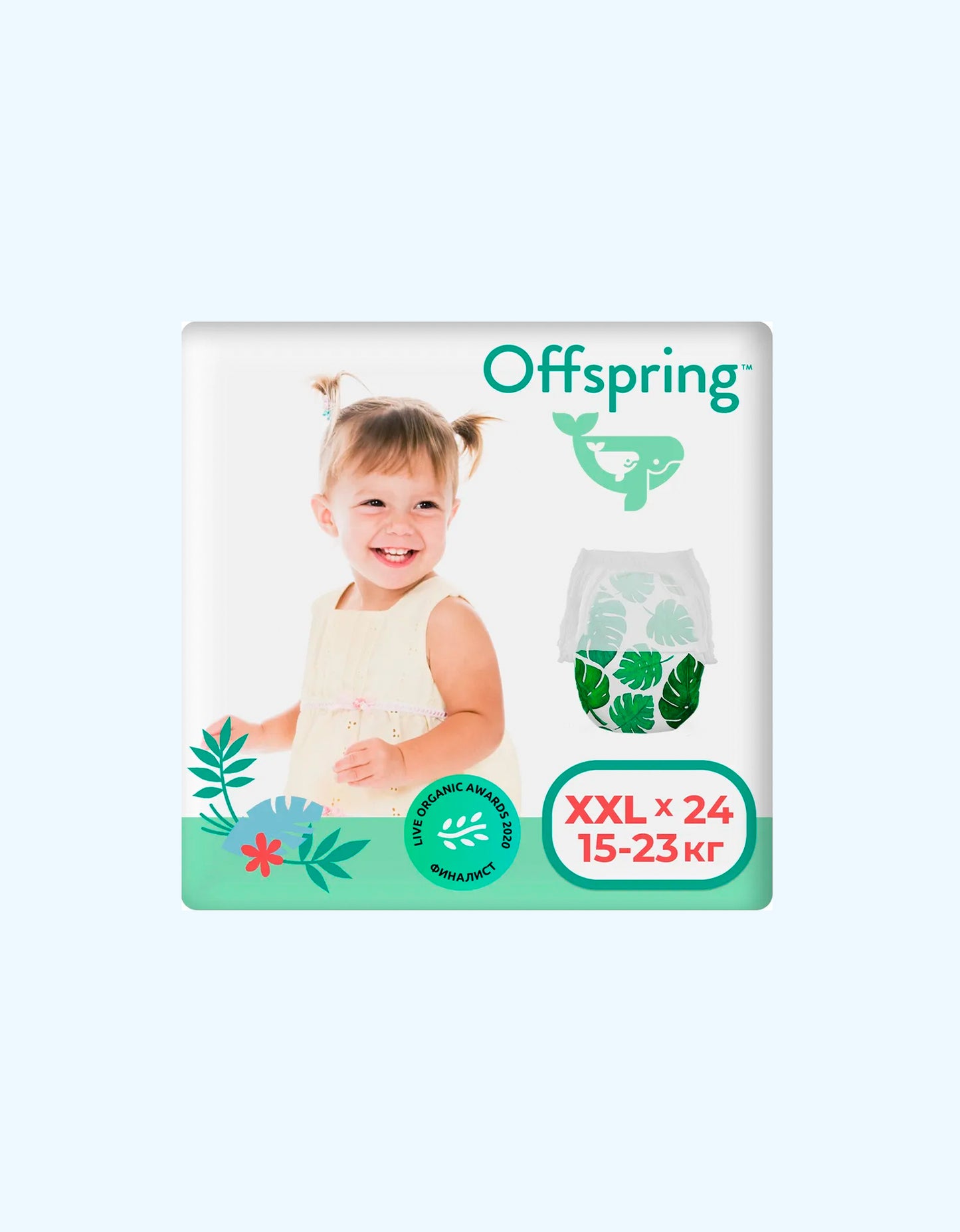Offspring Подгузники-трусики XXL, 15-23 кг, Тропики, 24 шт