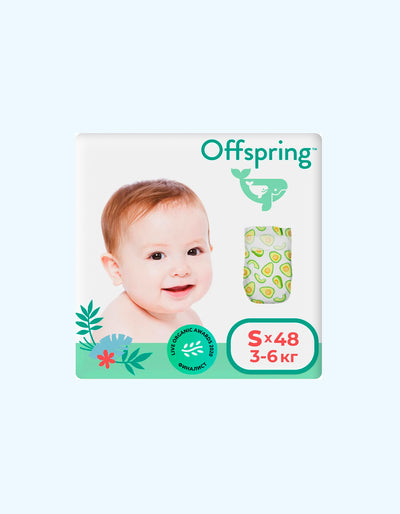 Offspring Подгузники S, 3-6 кг, Авокадо, 48 шт