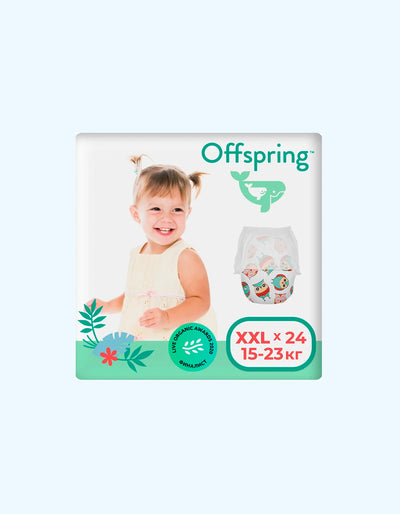 Offspring Подгузники-трусики XXL, 15-23 кг, Совы, 24 шт