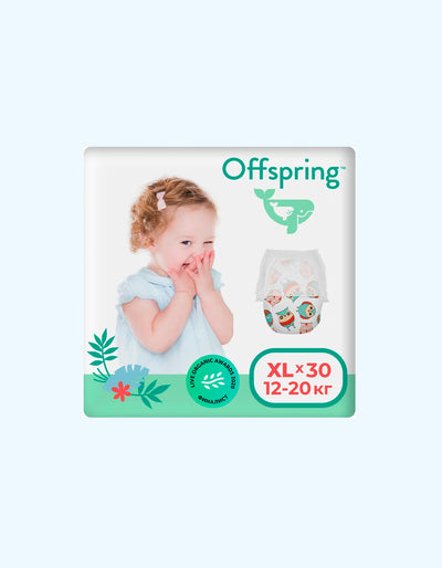 Offspring Подгузники-трусики XL, 12-20 кг, Совы, 30 шт