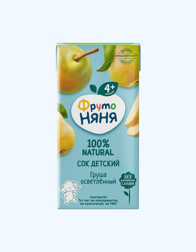 ФрутоНяня Сок, груша, осветленная, 4+ мес., 200 мл