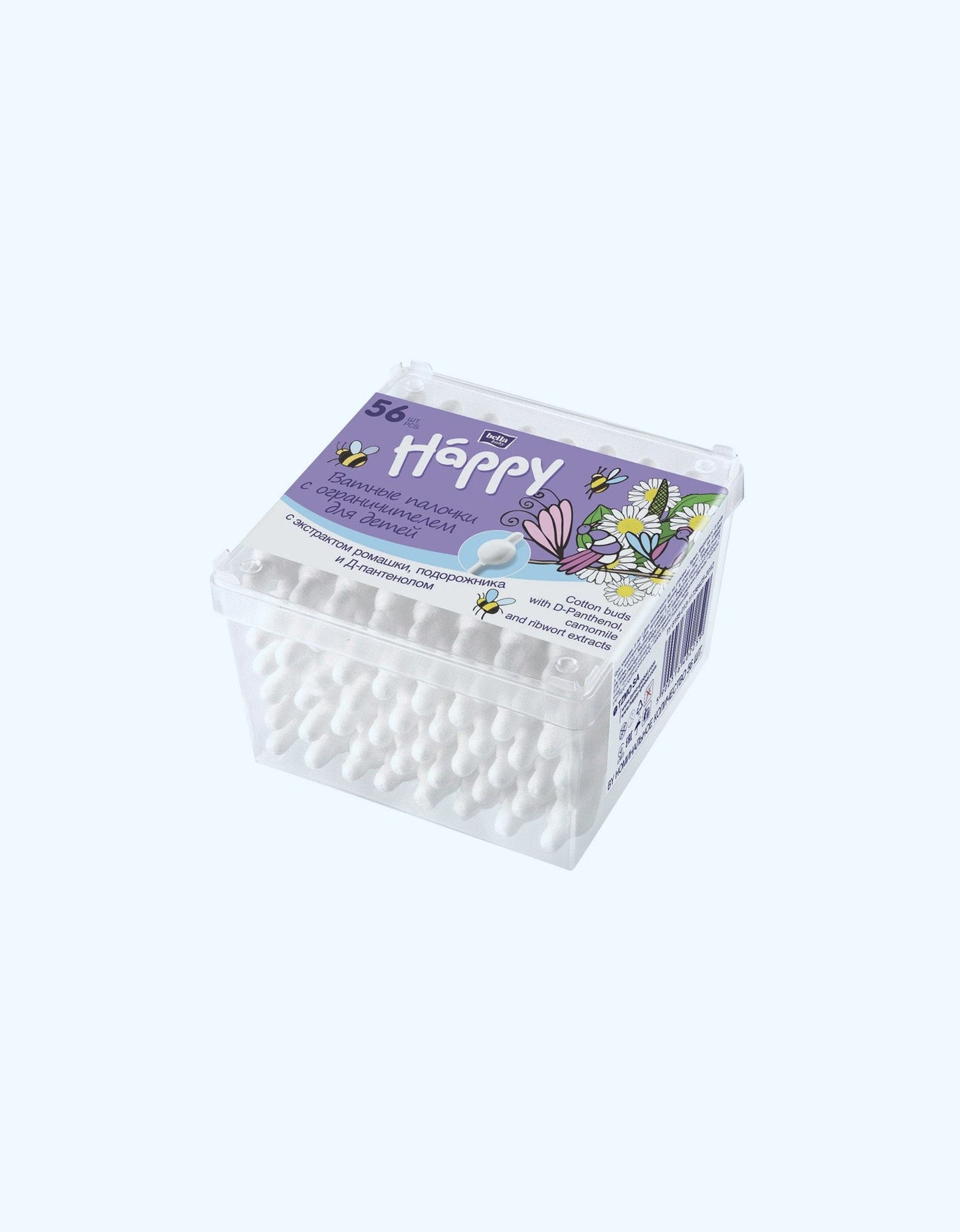 Bella Baby Happy Ватные палочки с экстрактом ромашки и Д-пантенолом, 56шт