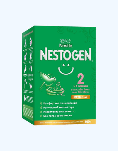 Nestogen 2, prebiyotiklar va laktobakteriyalar bilan sut kukuni, 6+ oy, 300/600/1050 g