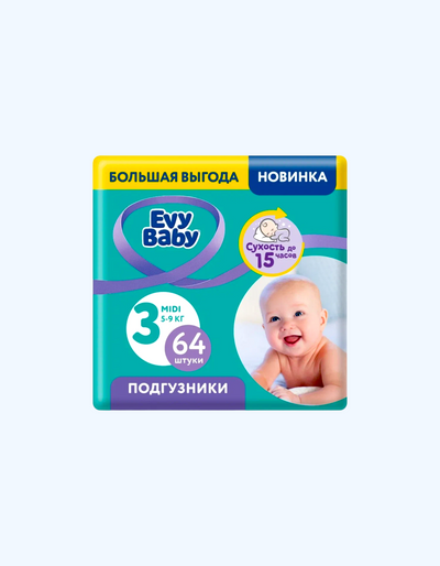 Evy Baby Подгузники 3 5-9 кг, 64 шт
