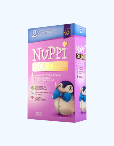 Nuppi Gold 2, quruq sut formulasi, keyinchalik moslashtirilgan, 6+ oy, 300/600 g