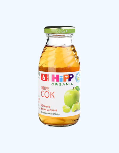HiPP Натуральный сок, яблоко, виноград, 4+ мес., 200 мл