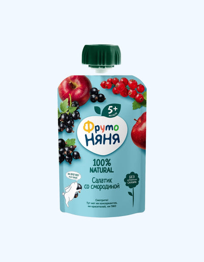 ФрутоНяня Пюре, яблоко, черная и красная смородина, 5+ мес., 90 г