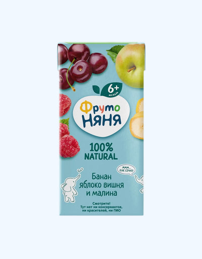 ФрутоНяня Нектар, банан, яблоко, вишня, малина, 6+ мес., 200 мл