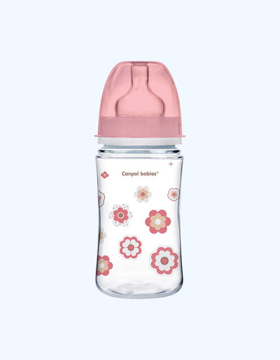 Canpol Babies Anti-Colic, бутылочка для кормления, силиконовая соска, розовая, 3+ мес., 240 мл