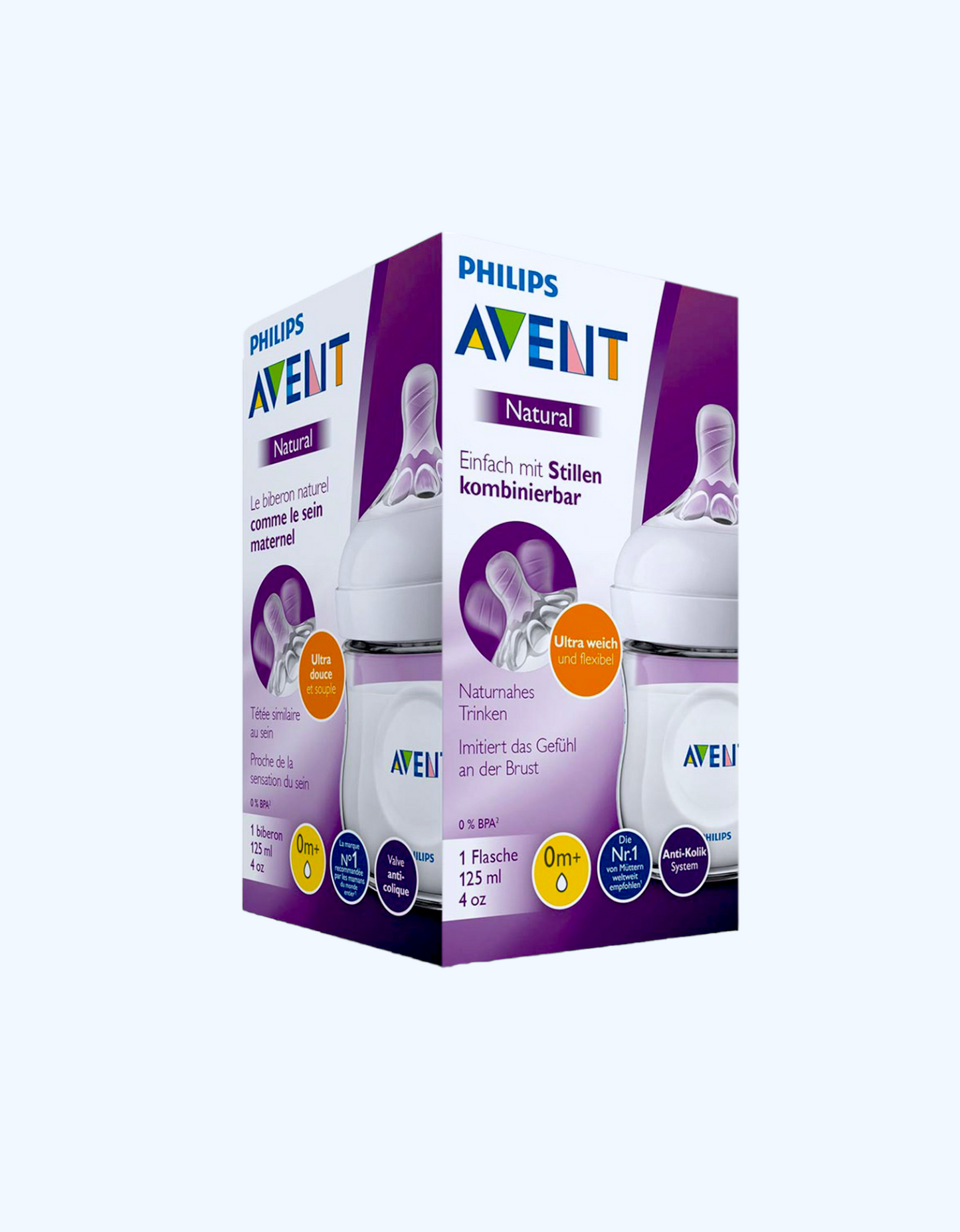 Avent oziqlantirish shishasi, Tabiiy seriyali, 0+ oy, 125 ml