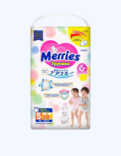 Merries Подгузники-трусики, XL, 12-22кг, 38 шт