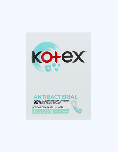 Kotex Ежедневные прокладки Антибактериал, Экстра тонкие, 1.5 капли, 40 шт