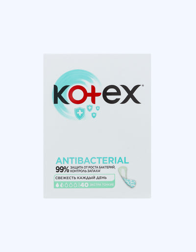 Kotex panty liners Antibakterial, juda yupqa, 1,5 tomchi, 40 dona
