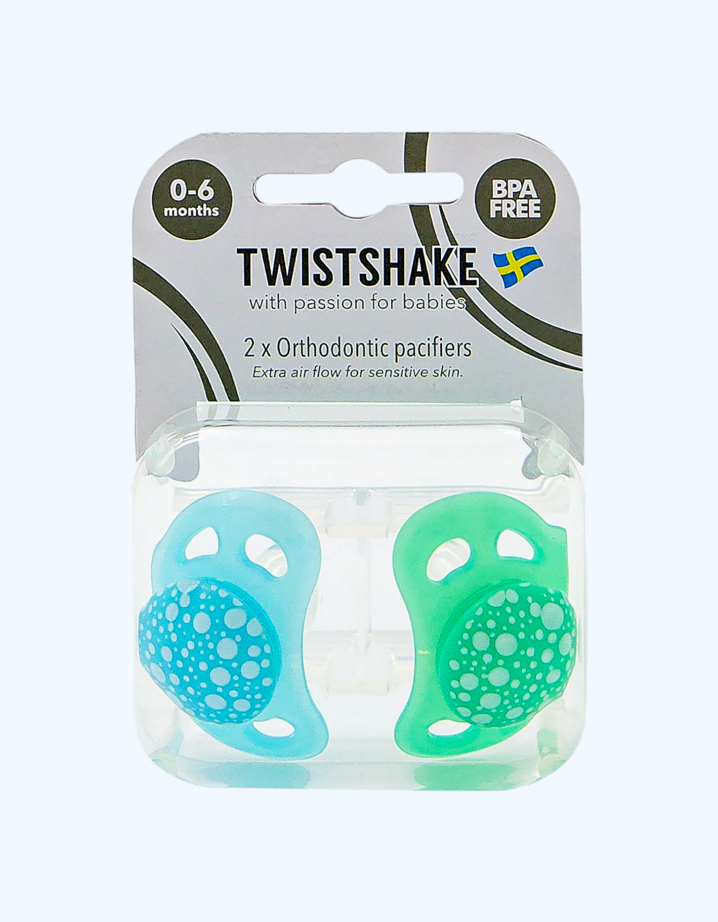 Twistshake Pacifier, ko'k-yashil 0-6 oy, 2 dona.