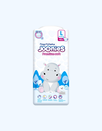 JOONIES Подгузники Premium Soft, L (9-14 кг), 42 шт