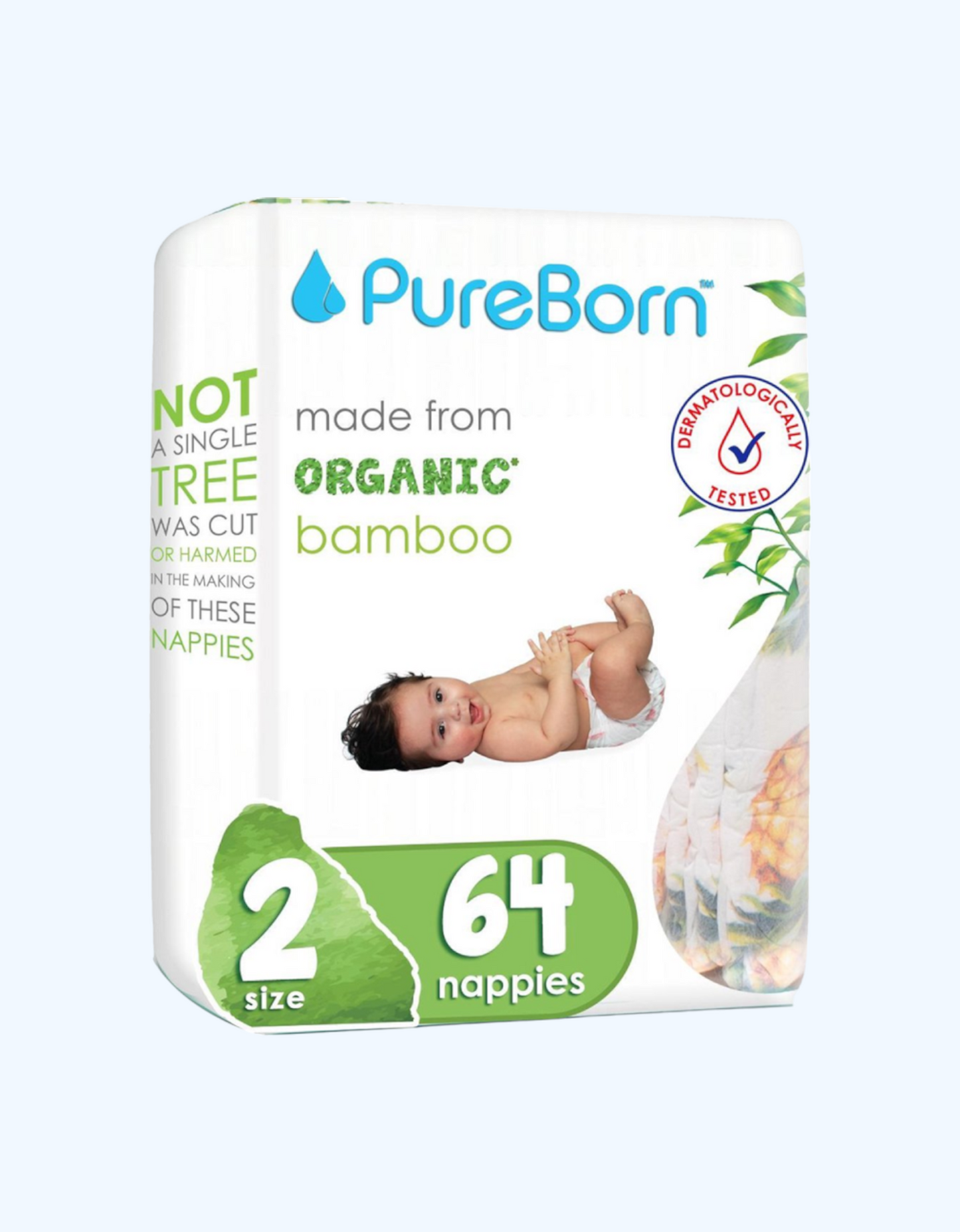 PureBorn 2 Подгузники бамбуковые, 3-6 кг, 32/64/128 шт