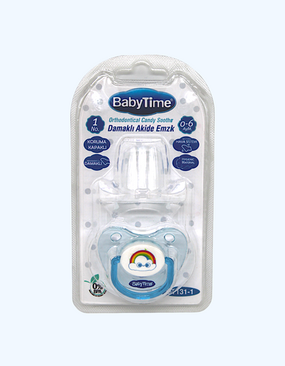 Baby Time Силиконовая ортодоническая пустышка с конфетным покрытием, 0-6 мес.