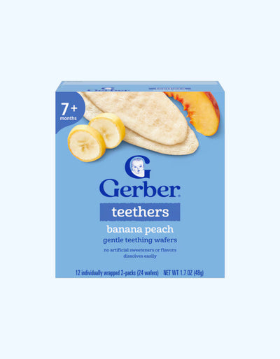 Gerber Teethers Вафли для прорезывания зубов, со вкусом банана и персика, 7+ мес., 48 г