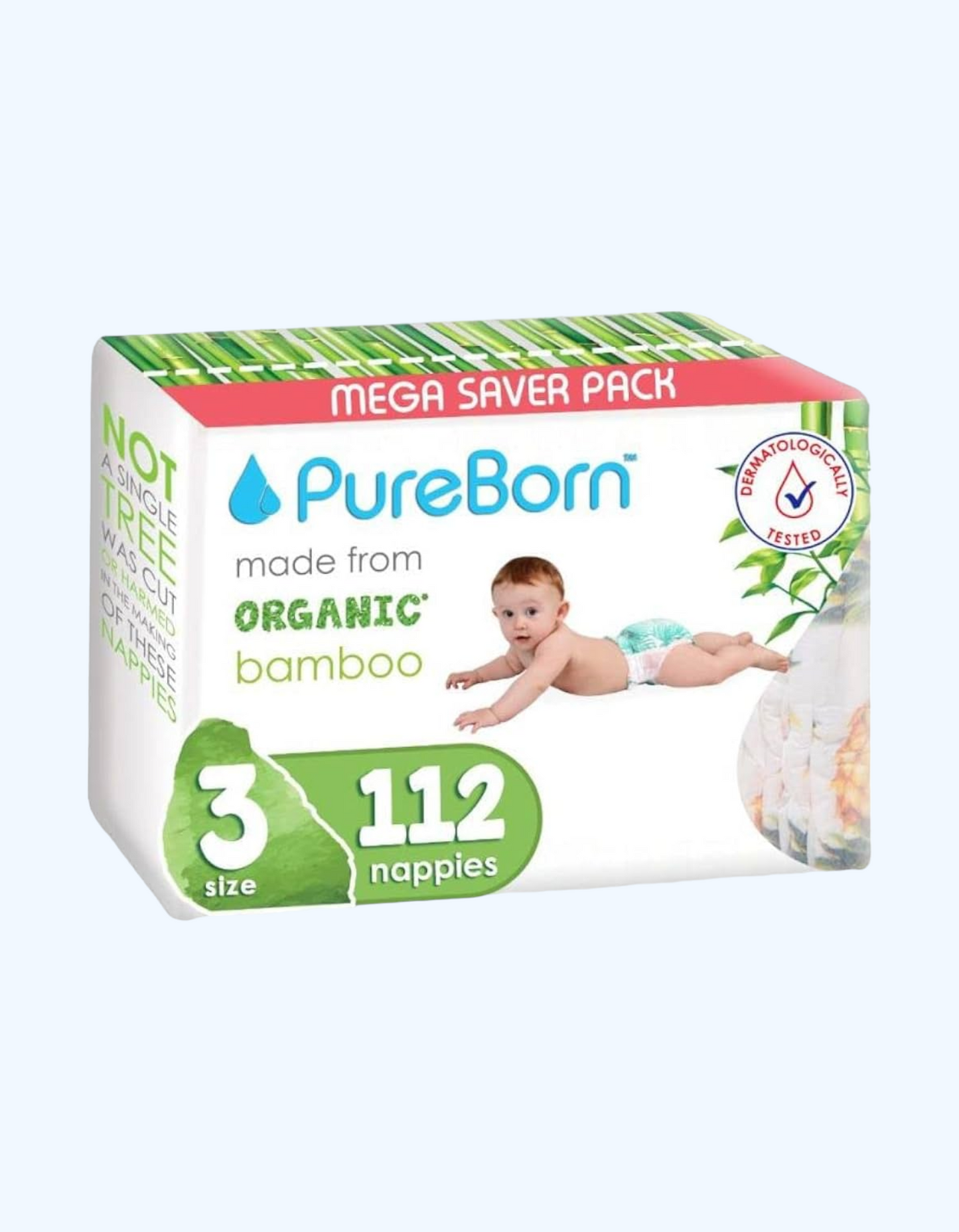 PureBorn 3 Подгузники бамбуковые, 5-8 кг, 28/56/112 шт