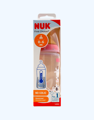 Nuk Бутылка FC+ Temp с латексной соской, 0-6 мес., 300 мл