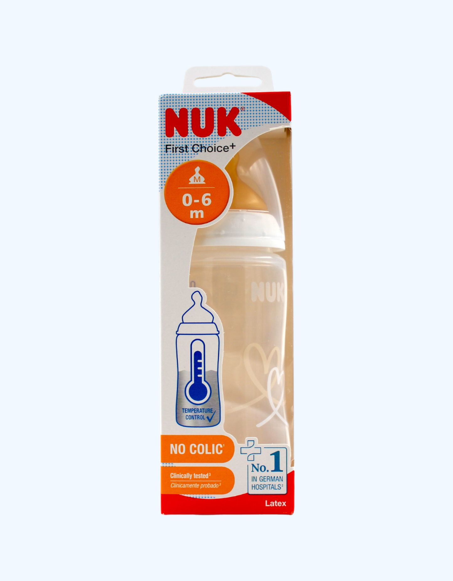 Nuk Bottle FC+ Temp lateks so‘rg‘ichli, 0-6 oy, 300 ml