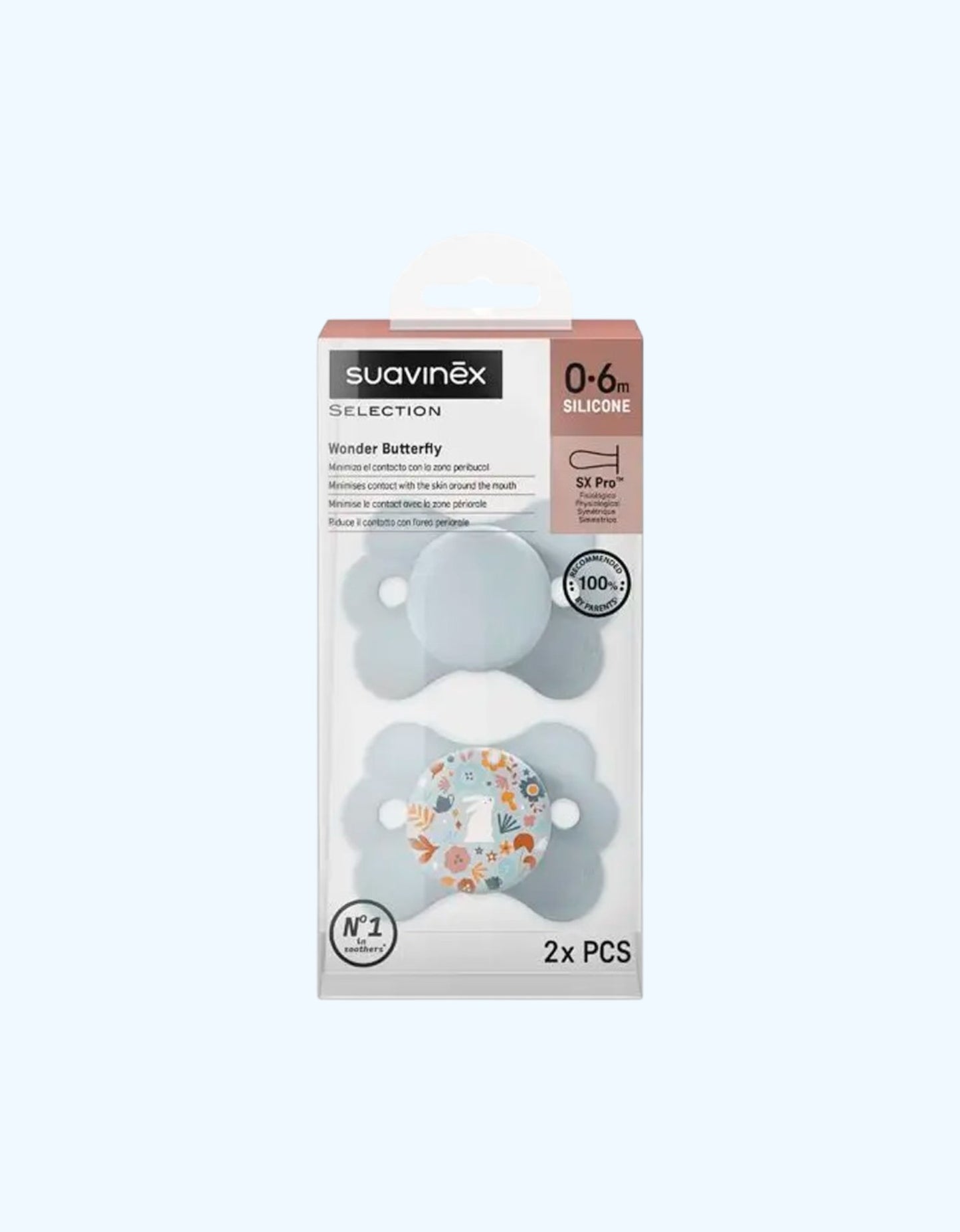 Suavinex Пустышка силиконовая Wonderland, 0-6 мес., 2 шт