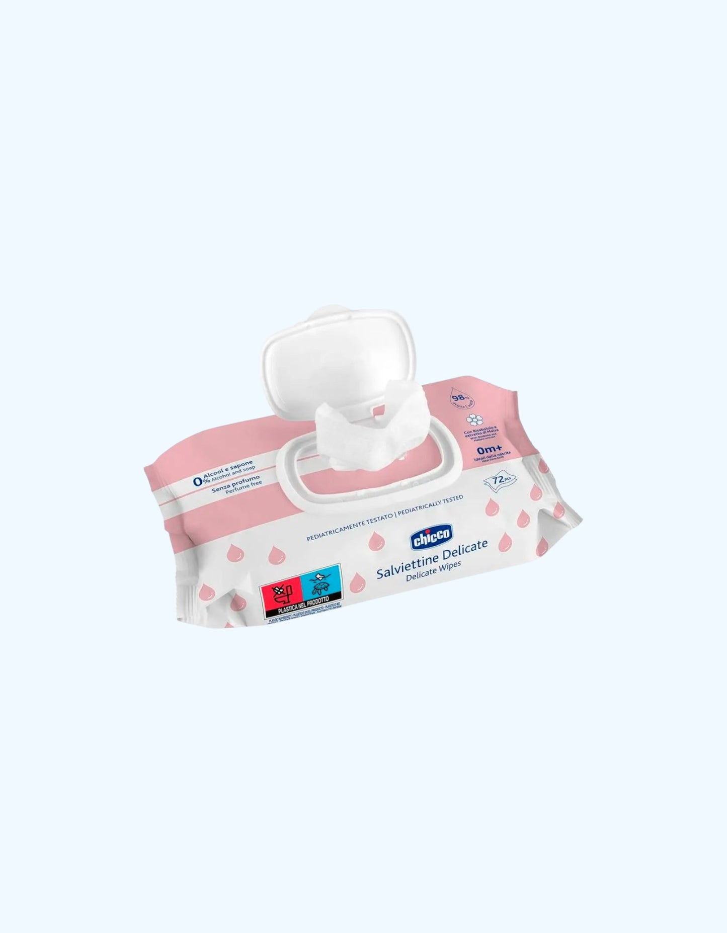 Chicco Baby Delicate Влажные салфетки, 0+ мес., 72 шт