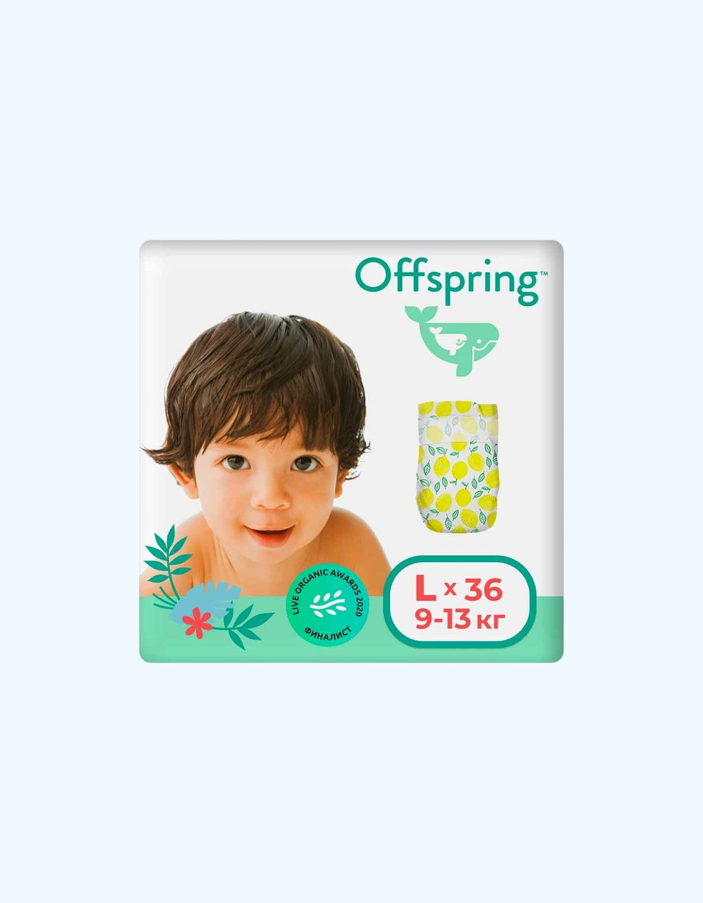 Offspring Подгузники L, 9-13 кг, Лимоны, 36 шт
