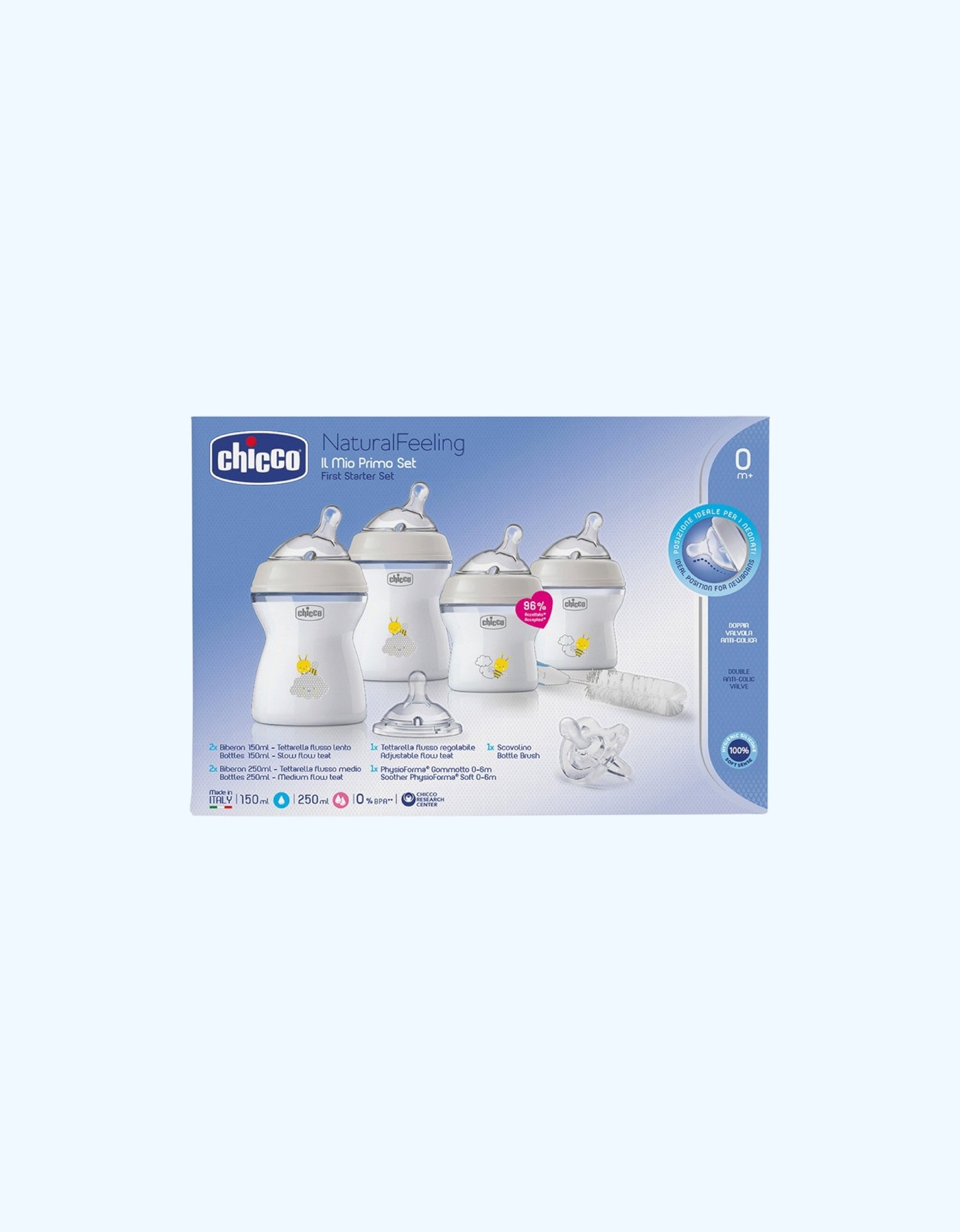 Chicco Natural Feeling Набор бутылочек и сосок, 0+ мес.