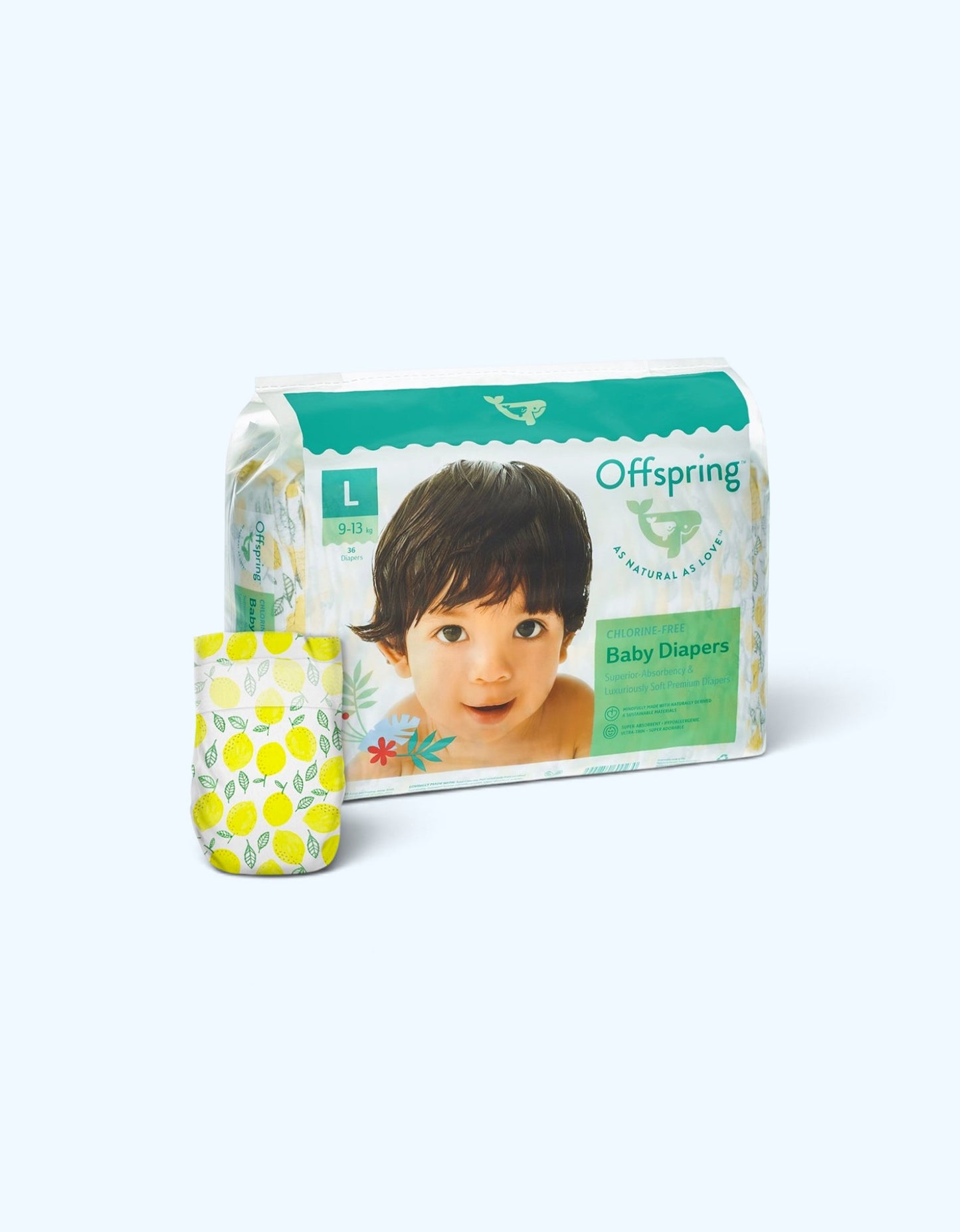 Offspring Подгузники L, 9-13 кг, Лимоны, 36 шт