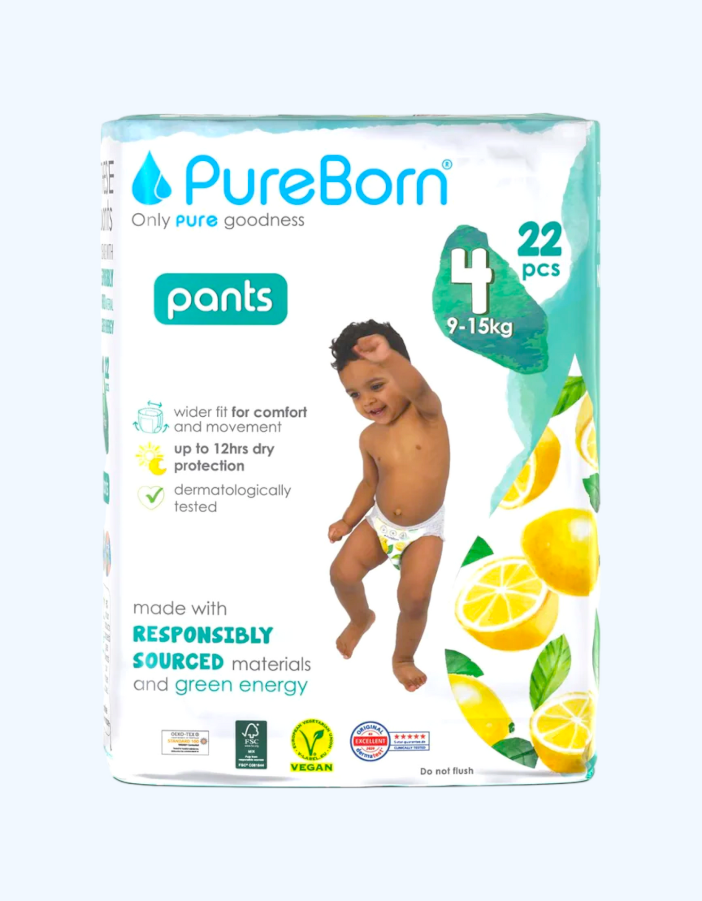 PureBorn 4 Panty tagliklari, 9-15 kg, 22/44/88 dona