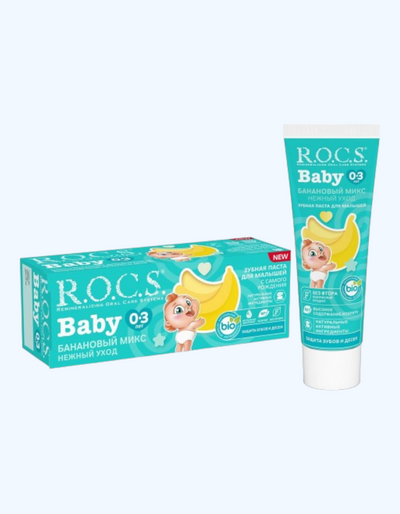 R.O.C.S. Baby зубная паста со вкусом бананового микса для детей от 0 до 3 лет, 45 гр