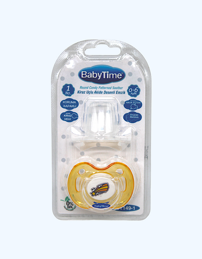 Baby Time Silikon nipellar "Dumaloq konfet" qopqoqli, 0-6 oy.