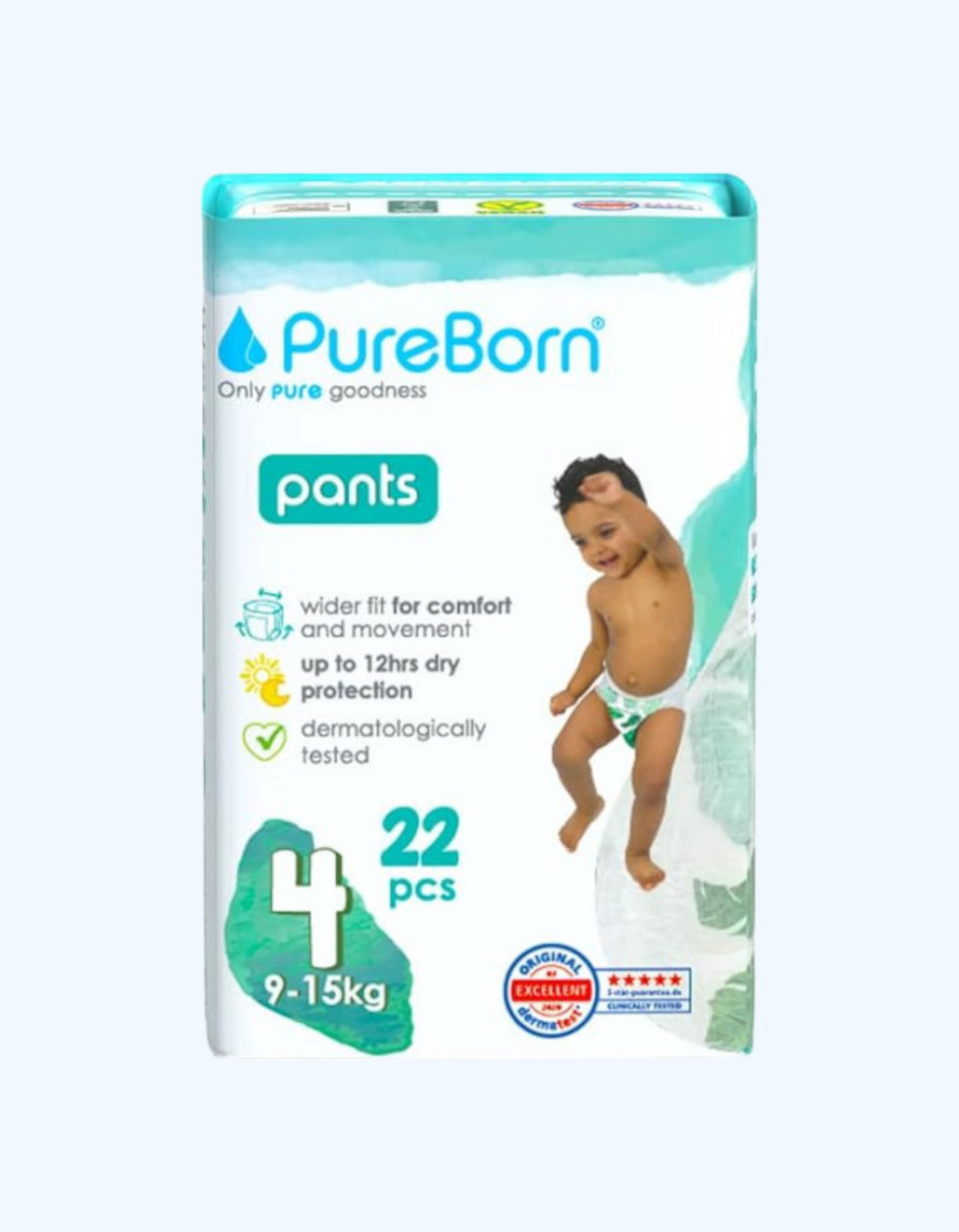 PureBorn 4 Panty tagliklari, 9-15 kg, 22/44/88 dona