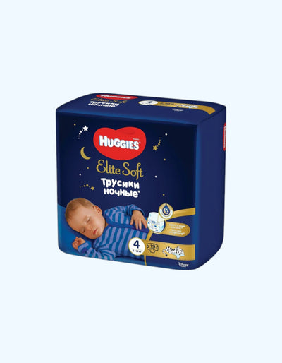 Huggies Elite Soft 4 Подгузники-трусики, ночные, 9-14кг, 19 шт