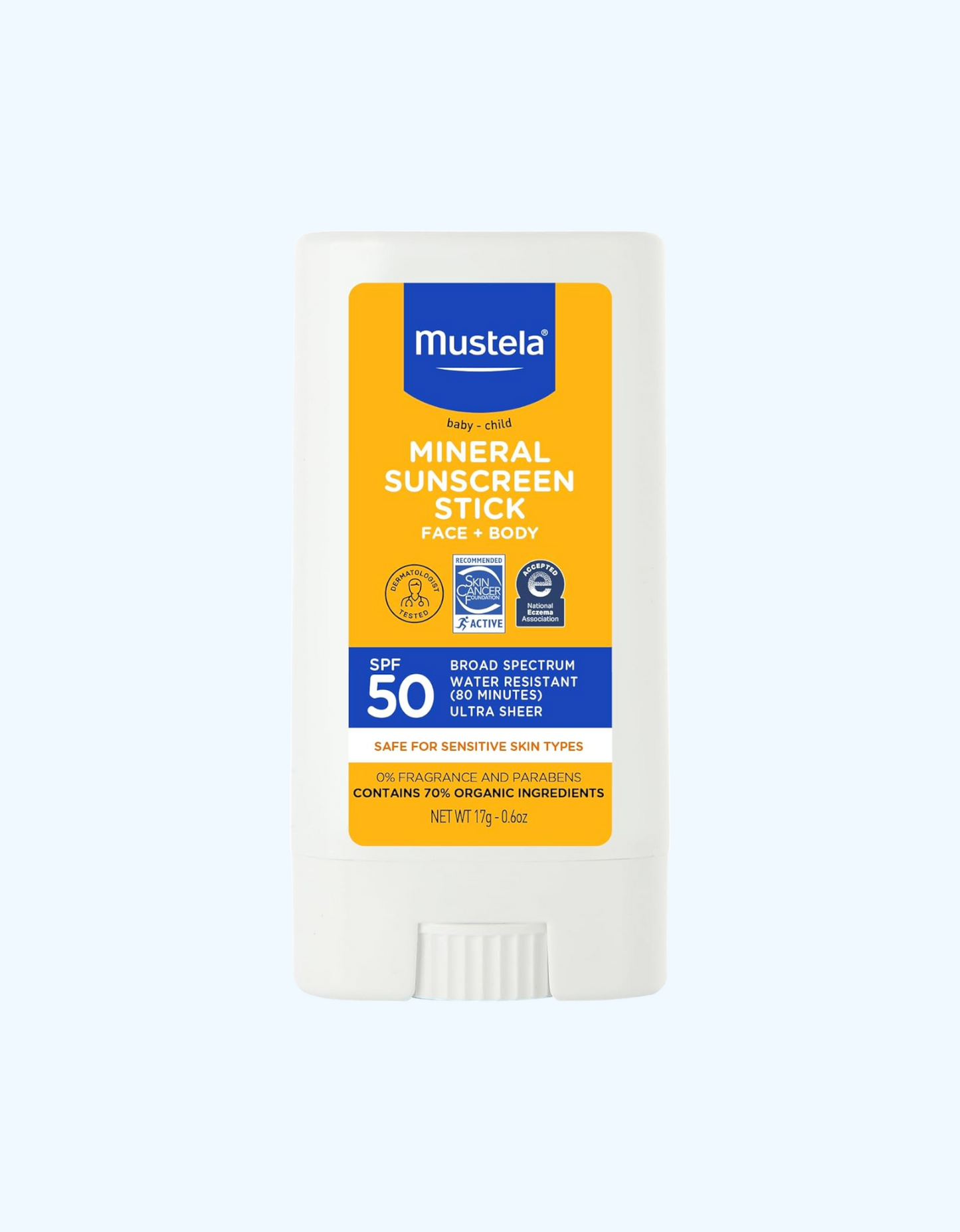 Mustela Солнцезащитный стик с высокой степенью защиты, водостойкий, SPF 50+, 17 г