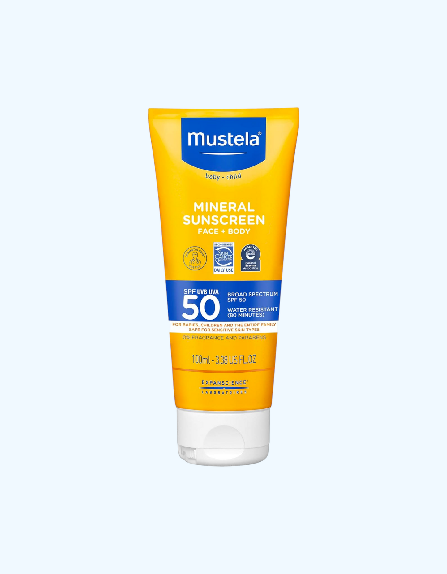 Mustela Солнцезащитный лосьон с высокой степенью защиты, водостойкий, SPF 50+, 100 мл