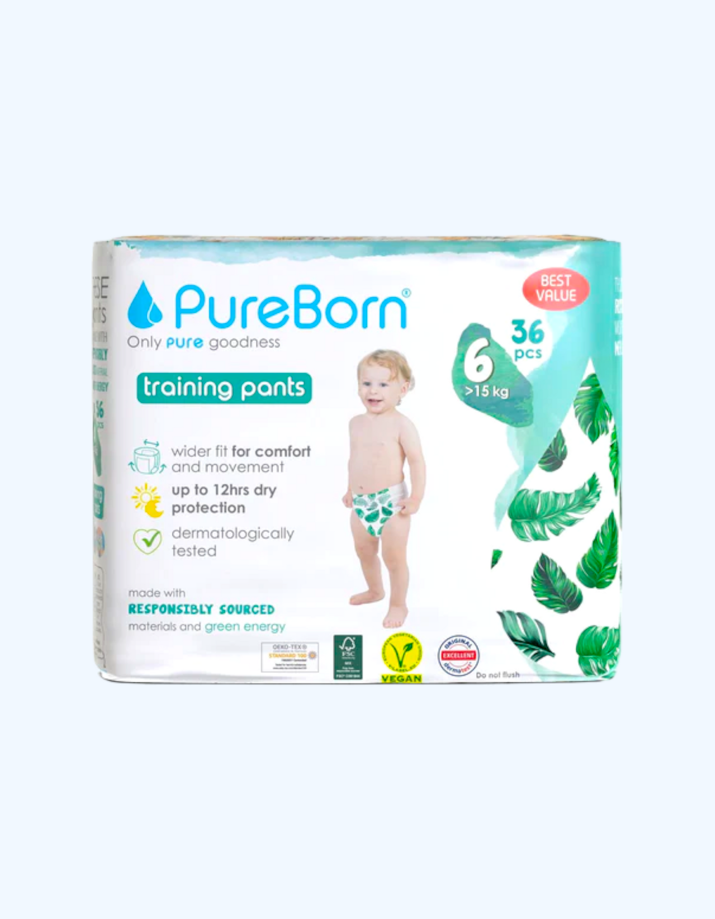 PureBorn 6 Panty tagliklari, 15-18 kg, 18/36/72 dona