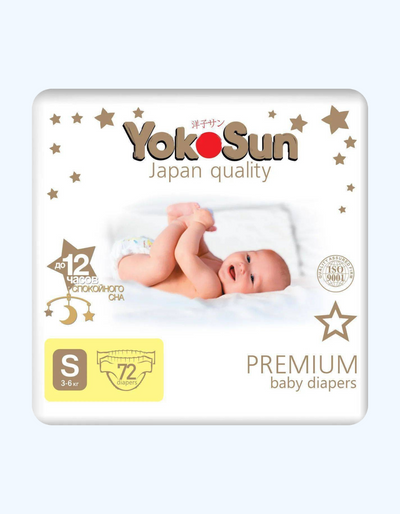 YokoSun Подгузники Premium S, 3-6 кг, 72 шт