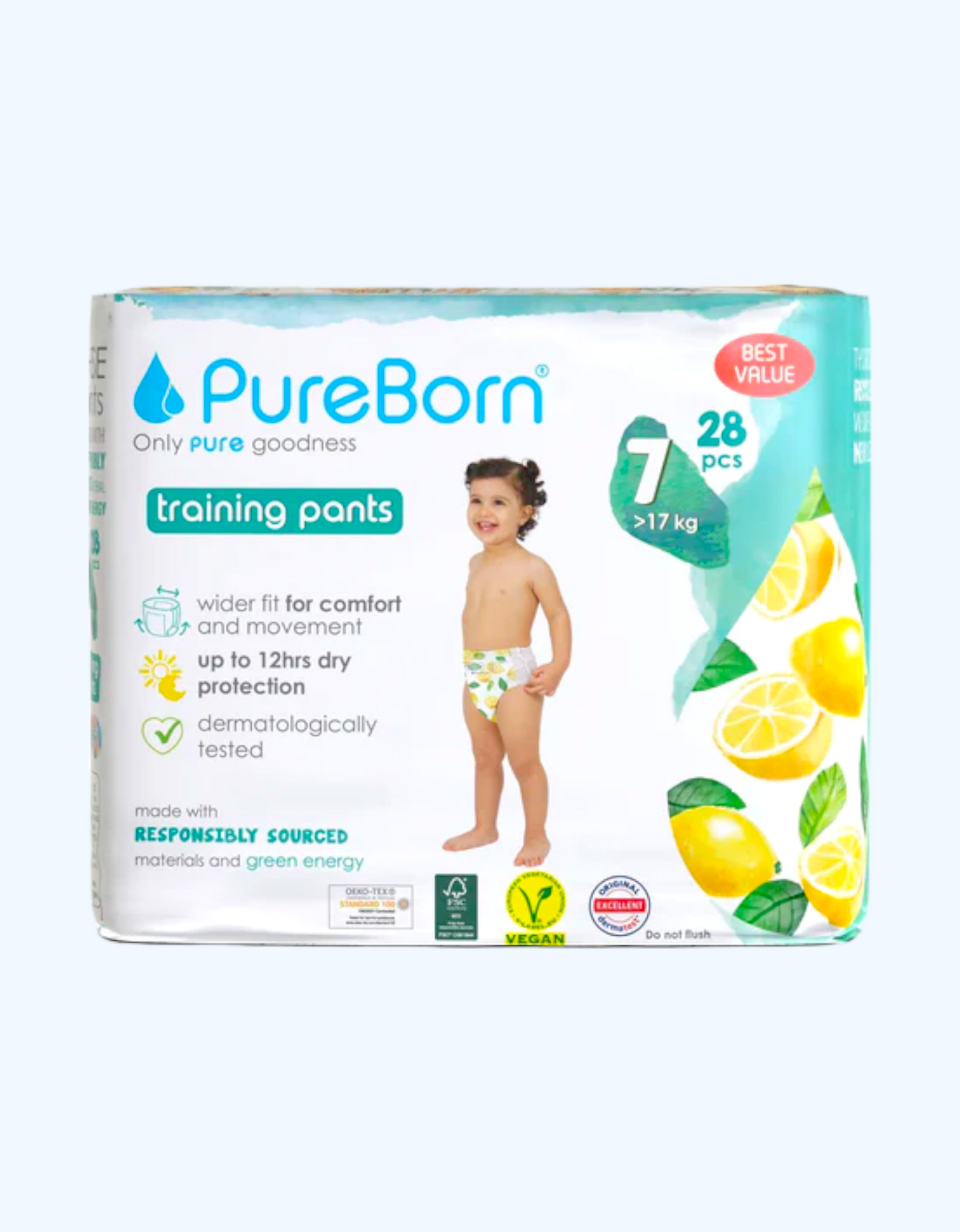 PureBorn 7 Panty tagliklari, 18+ kg, 16/32/64 dona