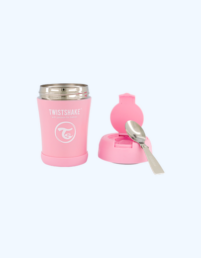 Twistshake Контейнер-Термос для еды с ложкой, розовый, 350 мл