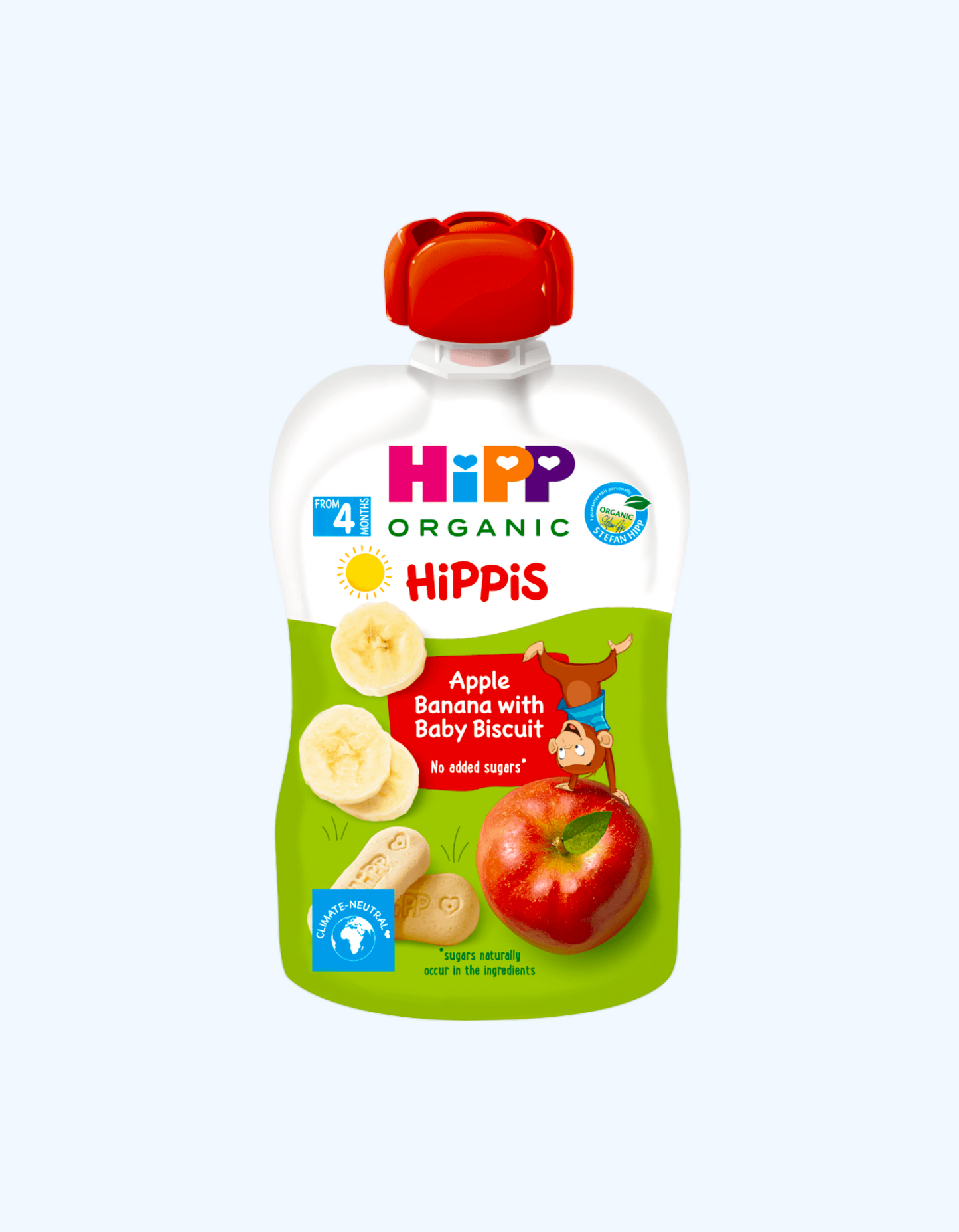 HiPP pyuresi, banan, pechenye bilan olma, 4+ oy, 100 gr