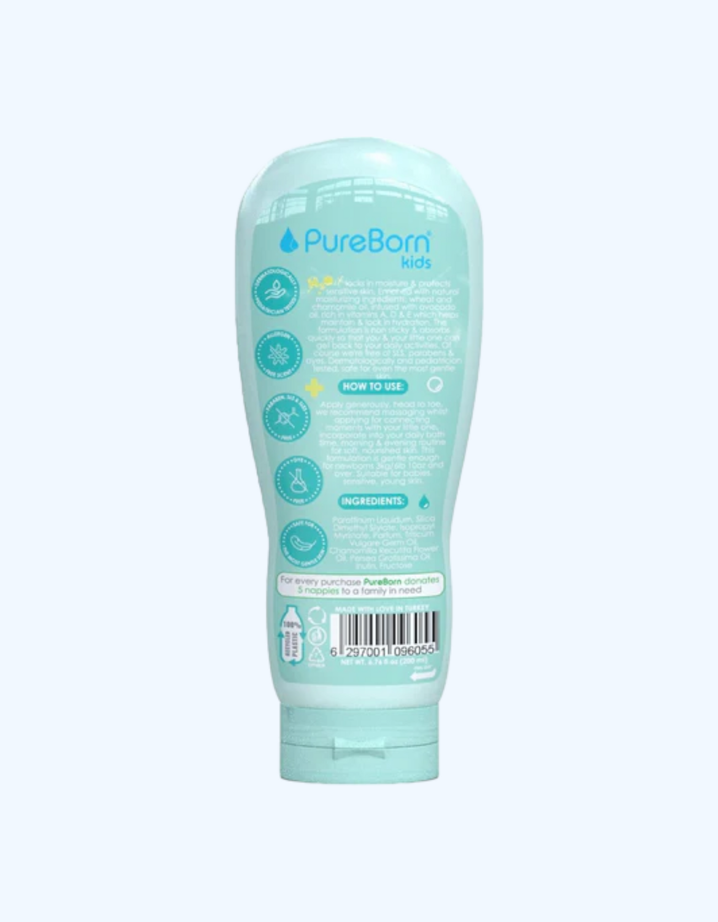 Avakado ekstrakti bilan PureBorn Kids Oil-gel, 200 ml