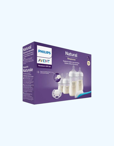 Avent Natural Response Yangi tug'ilganlar uchun sovg'a to'plami, shaffof, 4 kichik shisha + titsak + cho'tka