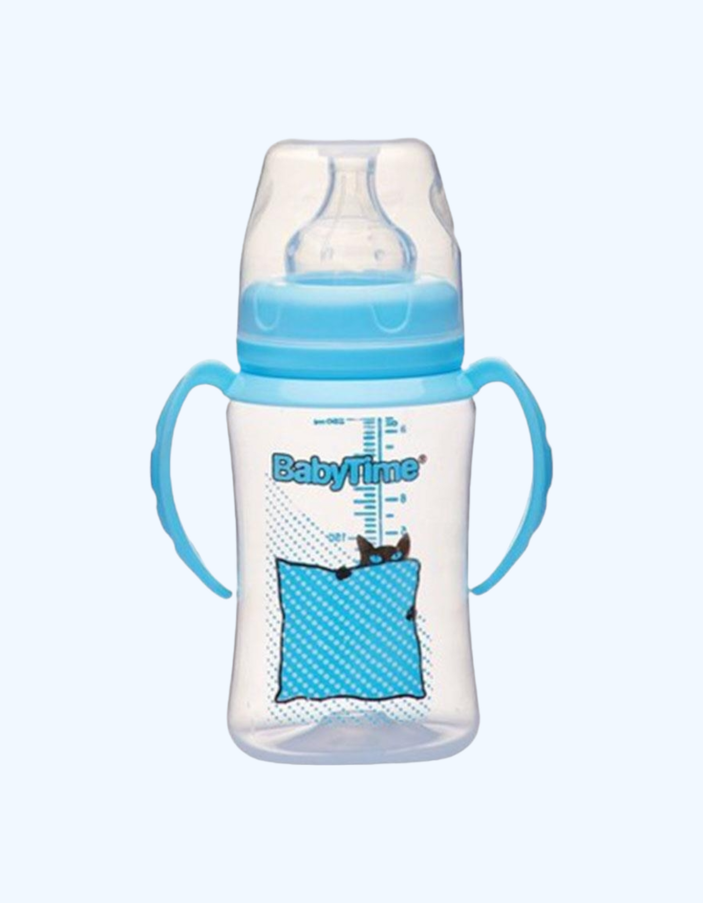 Keng bo'yinli va tutqichli Baby Time shishasi, 250 ml