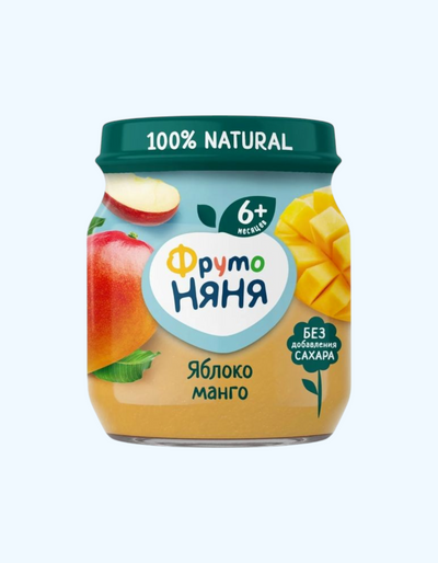 ФрутоНяня Пюре из яблок и манго, 6+ мес., 100 г