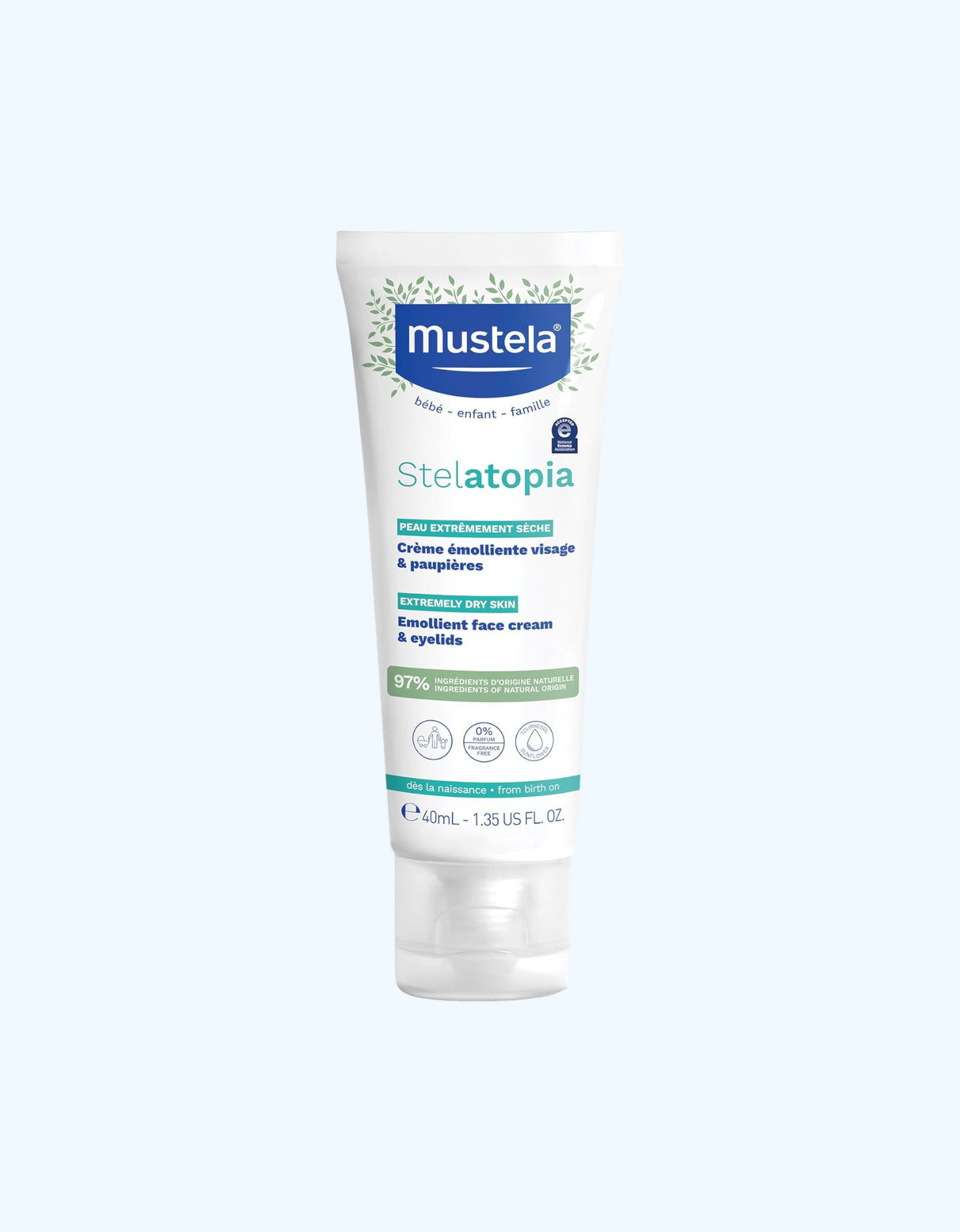 Mustela Yumshatuvchi yuz kremi Stelatopia, 40 ml