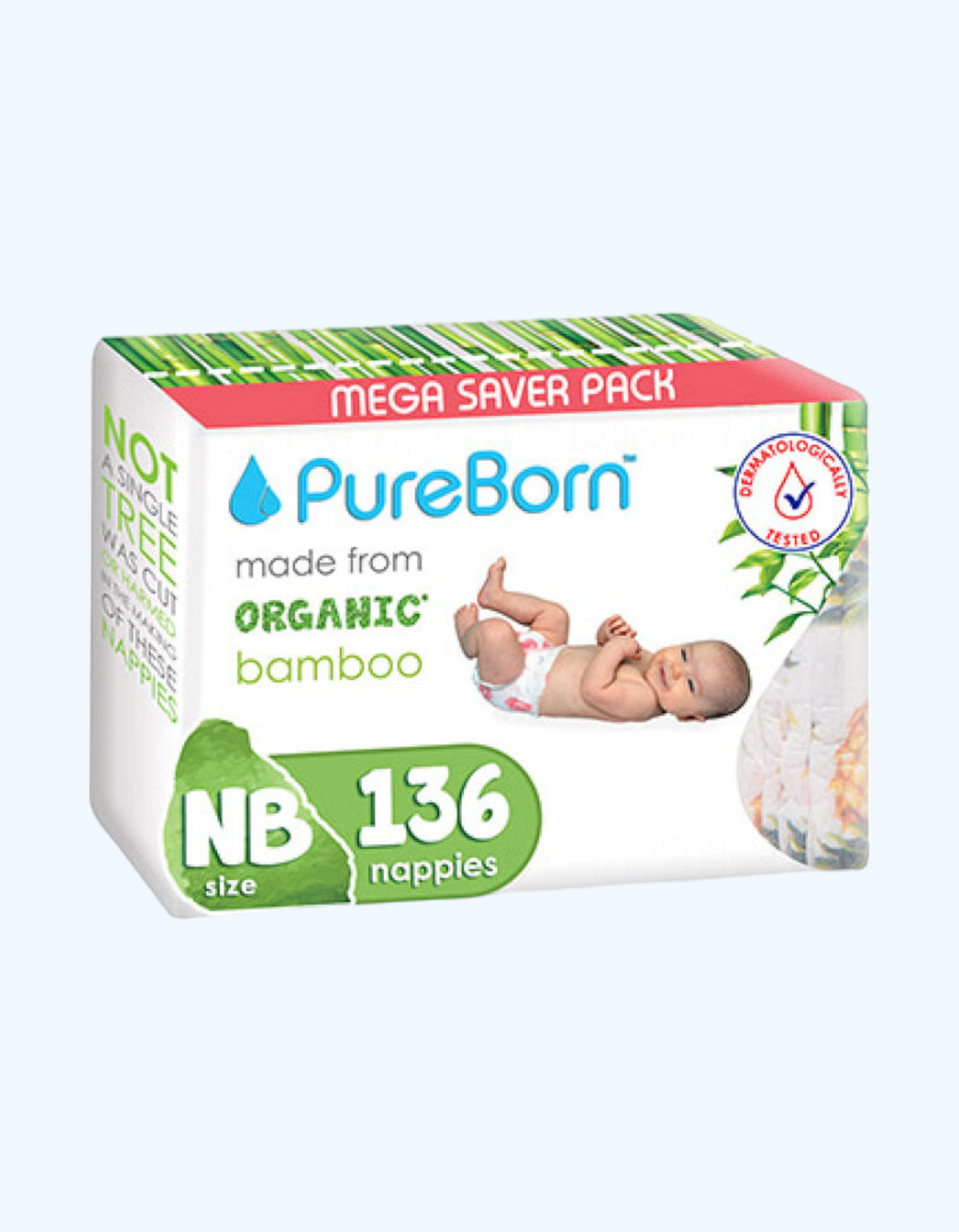 PureBorn Bambuk tagliklari, 0-5 kg, NB, 34/68/136 dona