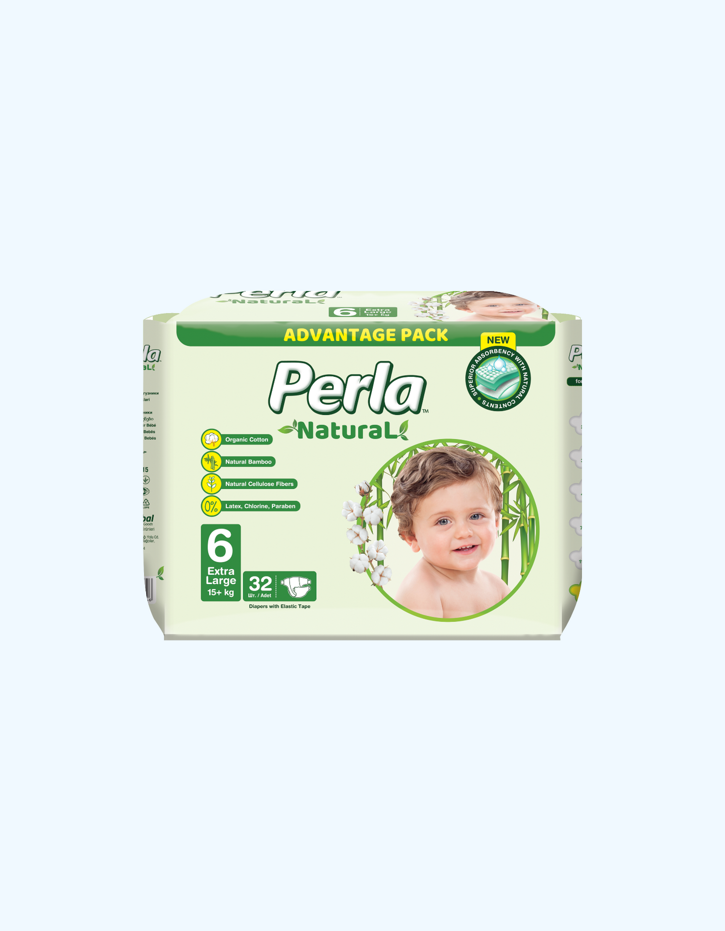 Perla Natural 6 Подгузники, Extra Large, 15+ кг, 32 шт