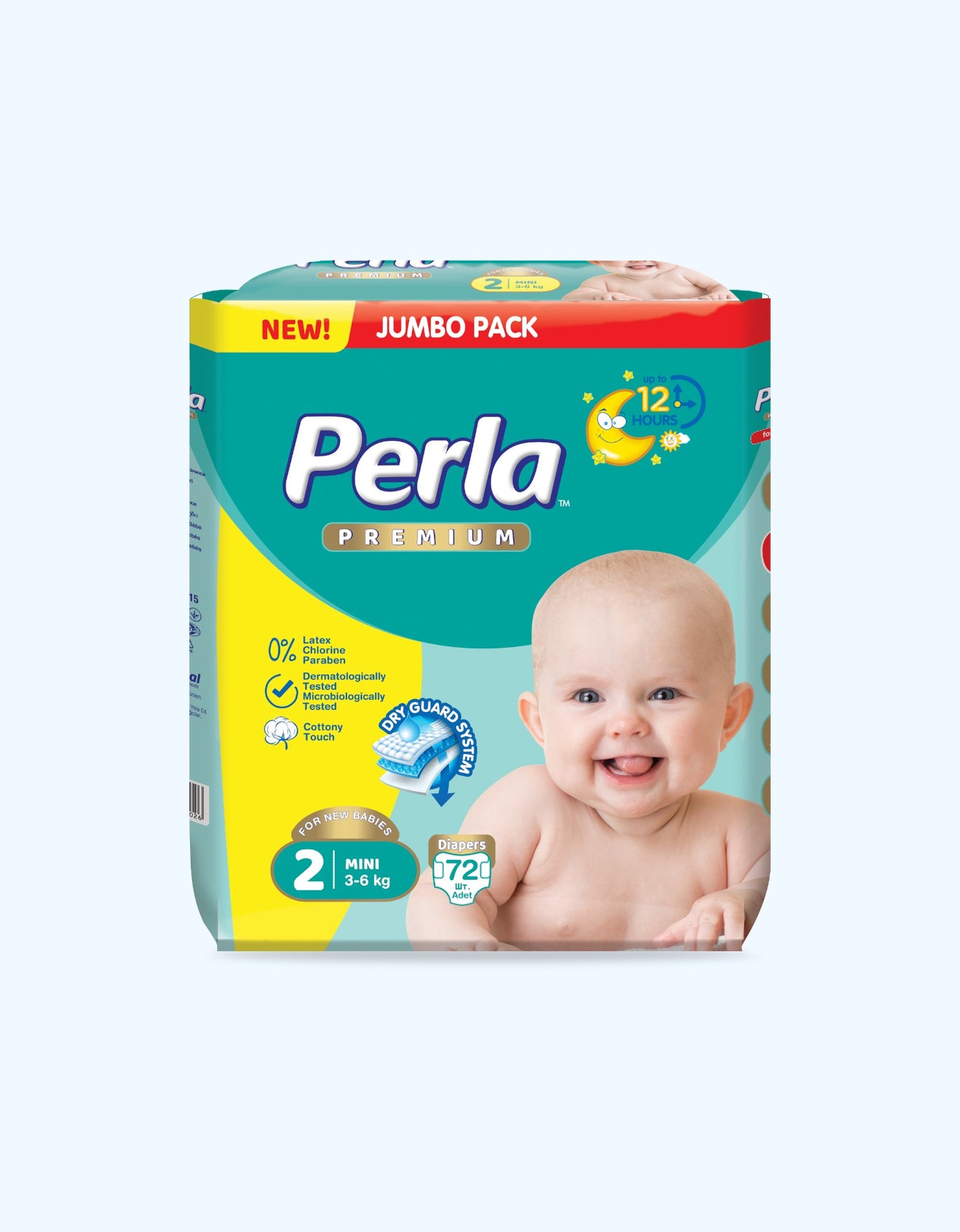 Perla Premium 2 Подгузники, Jumbo Mini, 3-6 кг, 72 шт